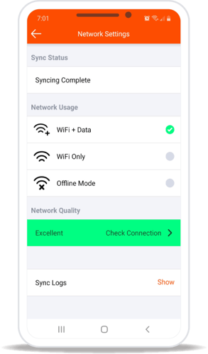 Mobile and Web Data Transfer Mobile Screen
