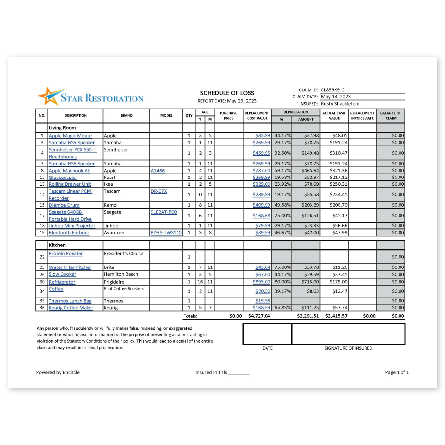 2-schedule-of-loss-report