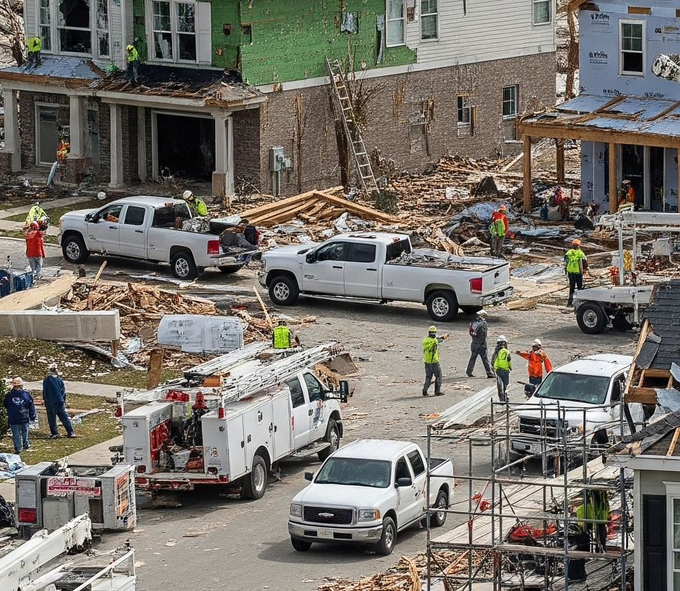Encircle EDGE for ROM estimating over a large-loss disaster scene with response trucks on site